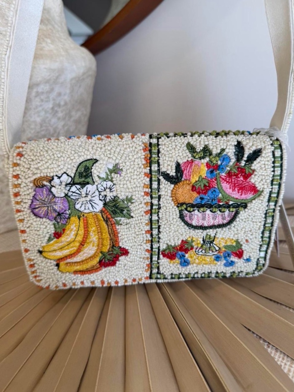 Colorful Tropical Fruit Beaded Bag, Shoulder Bag , NWT